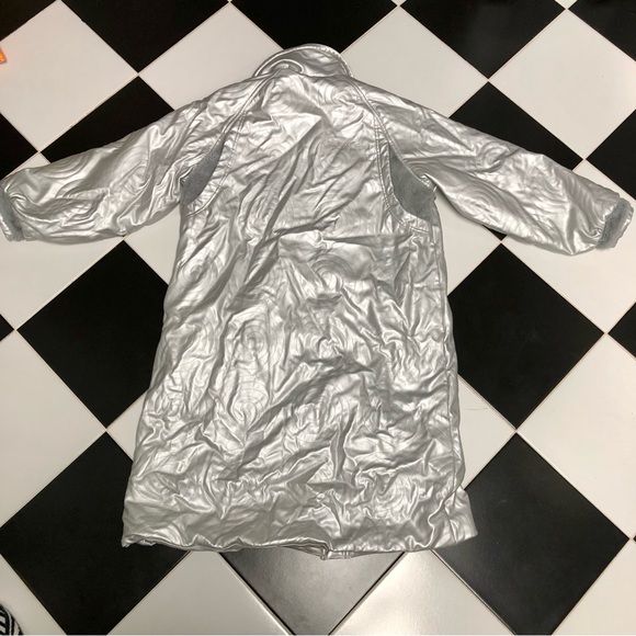 House Of Sunny The 60 Cosmo Chrome Coat Oversized Quilted Silver Sz US 8 (UK 12) - Picture 6 of 13